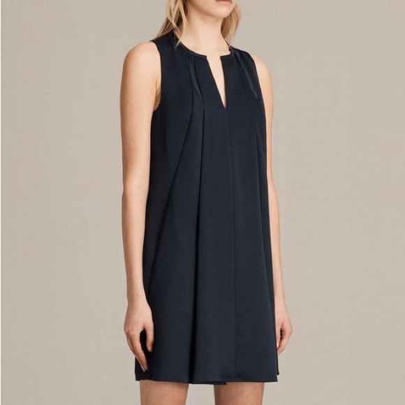 All Saints Navy Blur Sleeveless Mini Dress - Size 6 - Picture 2 of 7